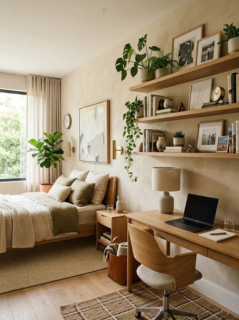 23 Office Guest Room Ideas for Stylish Dual Spaces 20 Floating Wall Shelves