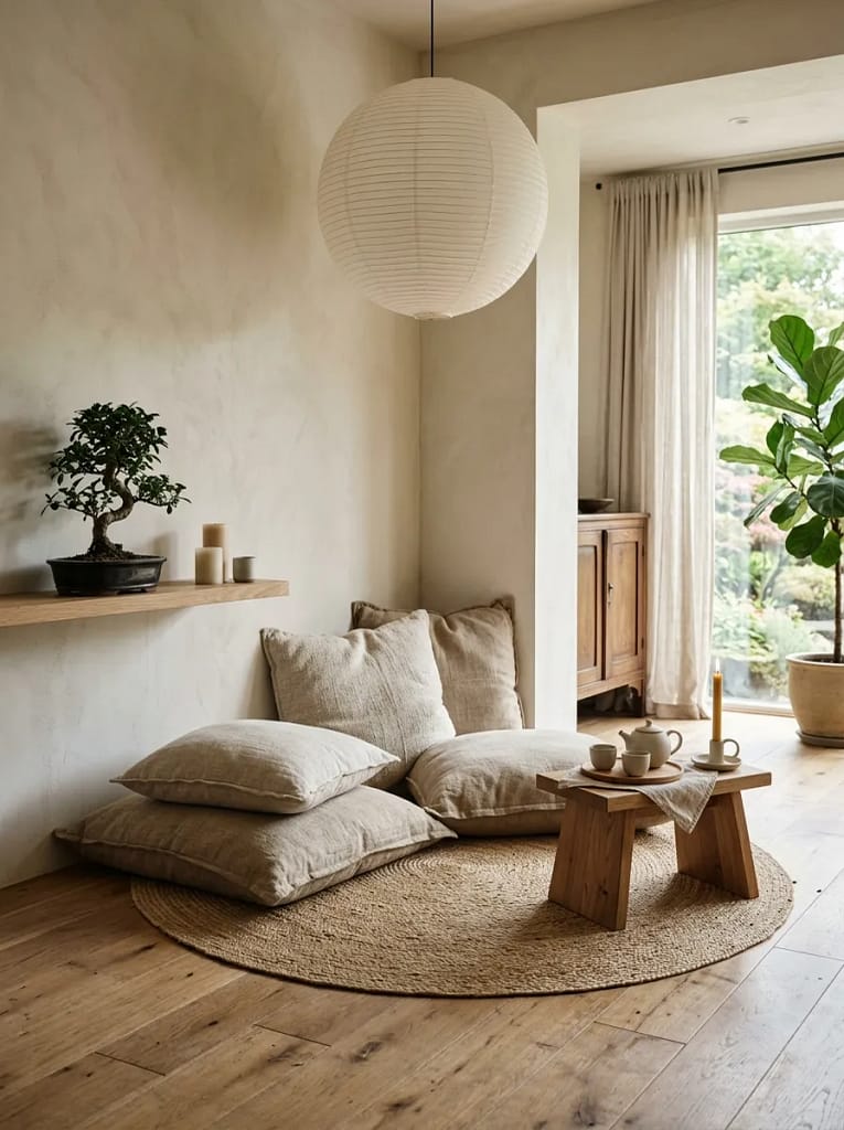 22 Rest Corner Ideas for Peaceful Cozy Home Retreats 15 Floor Cushion Meditation Corner
