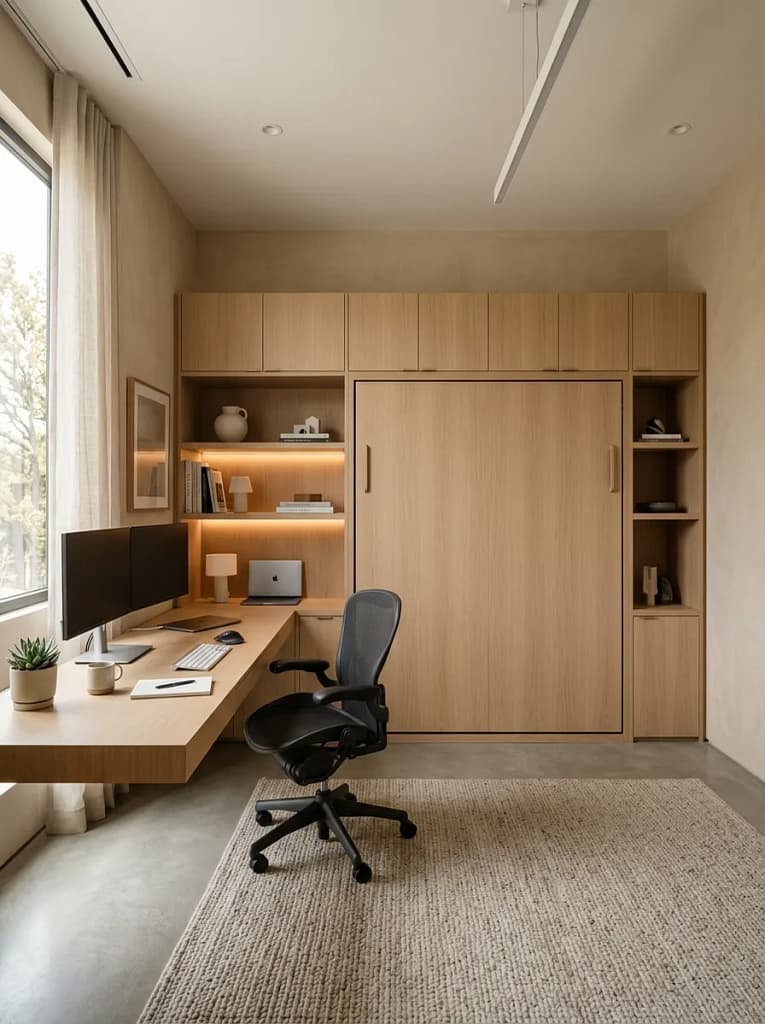 23 Office Guest Room Ideas for Stylish Dual Spaces 6 Fold-Down Wall Bed