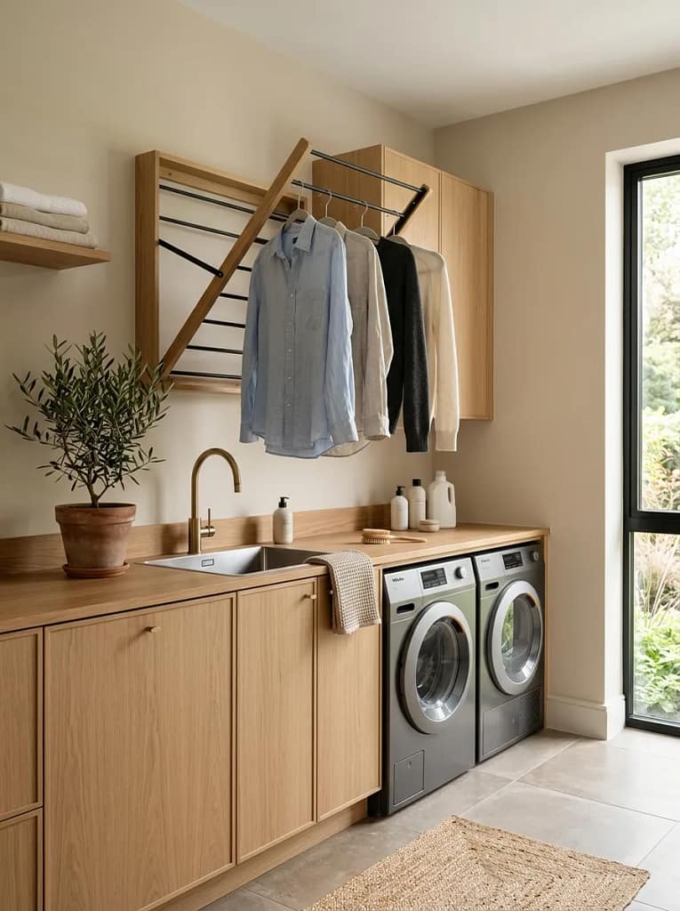 24 Laundry Room Storage Ideas to Maximize Every Inch 7 Foldable Vertical Drying Rack
