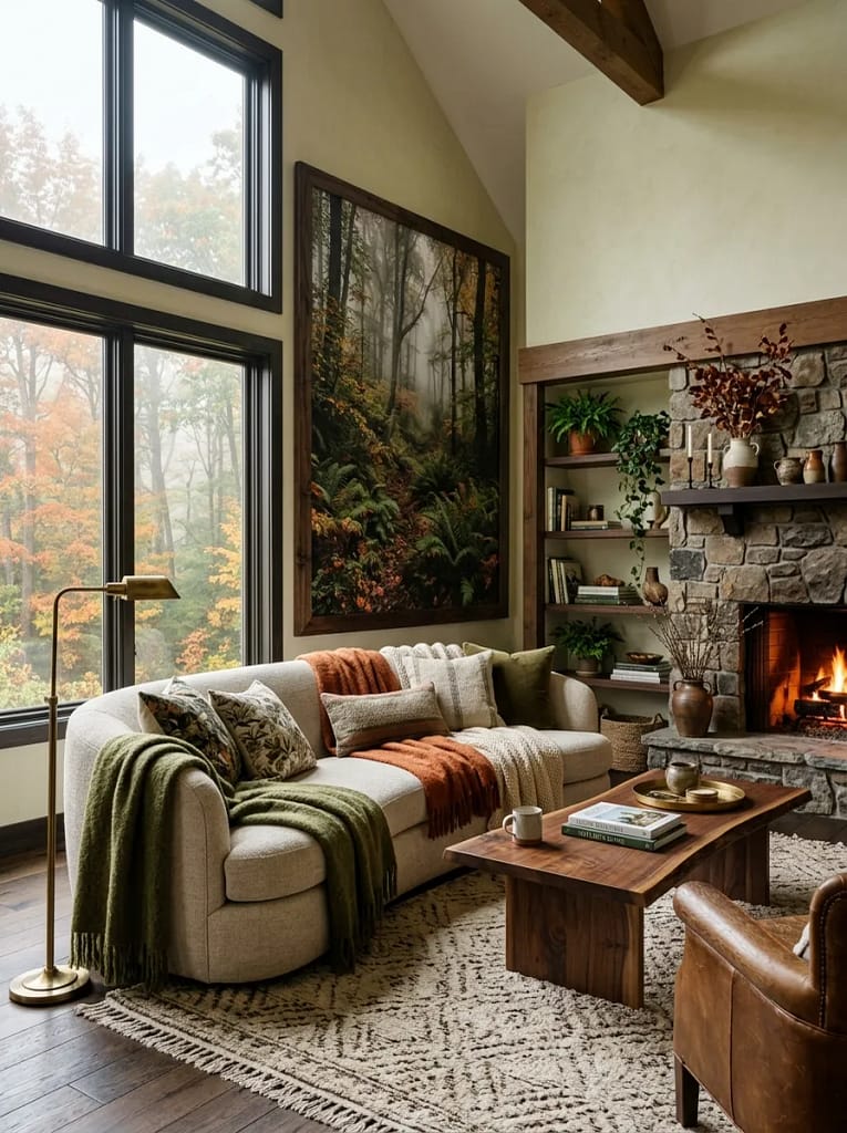 23 Fall Wall Art Ideas for Beautiful Seasonal Style 14 Forest Landscape Print