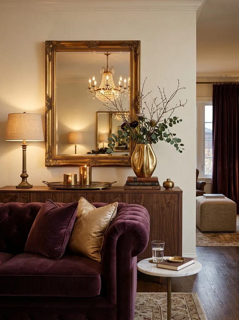 23 Moody Purple Living Room Ideas That Feel Luxe 18 Gold Accent Decor with Purple Tones