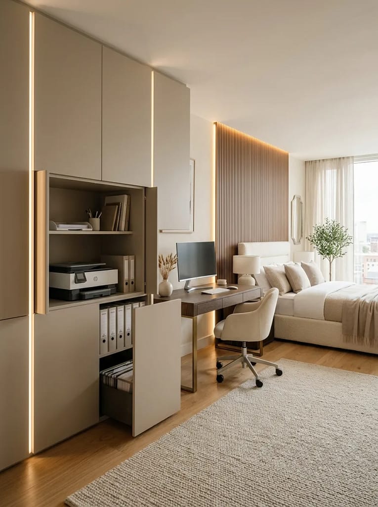 23 Office Guest Room Ideas for Stylish Dual Spaces 11 Hidden Office Storage