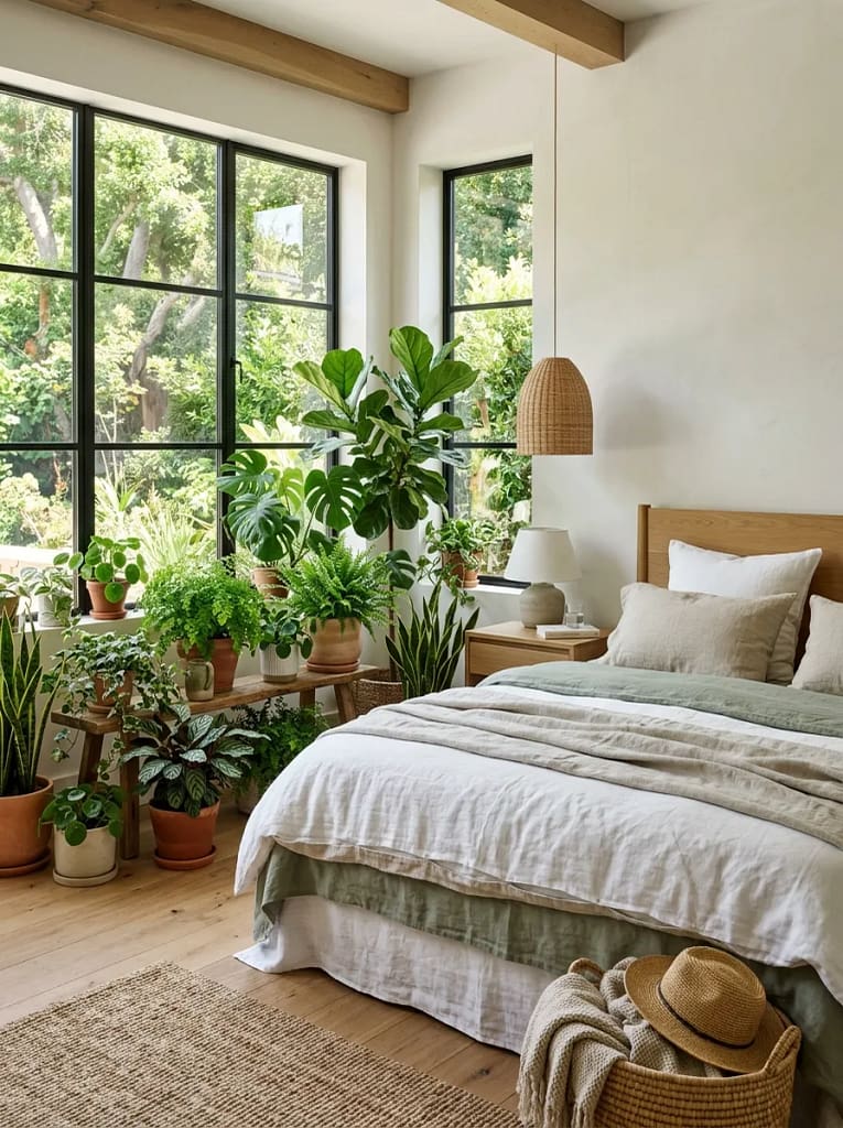 20 Bedroom Cooling Ideas for Better Sleep All Night 13 Houseplants Near Windows