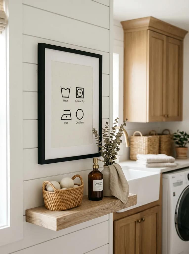 22 Laundry Room Decor Ideas for Stylish Small Spaces 9 Laundry Symbol Wall Art