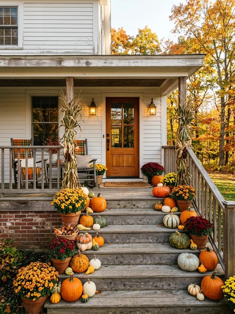 Layered Front Porch Pumpkin Display