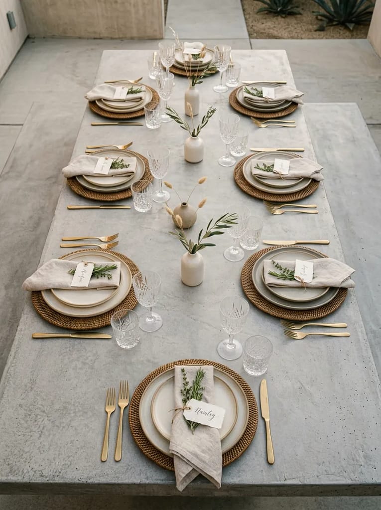 22 Backyard Potluck Table Ideas for Easy Entertaining 11 Layered Plate Place Settings