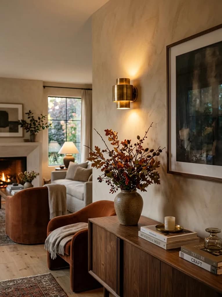 24 Autumn Lighting Ideas for Warm Cozy Evenings 3 Layered Wall Sconces