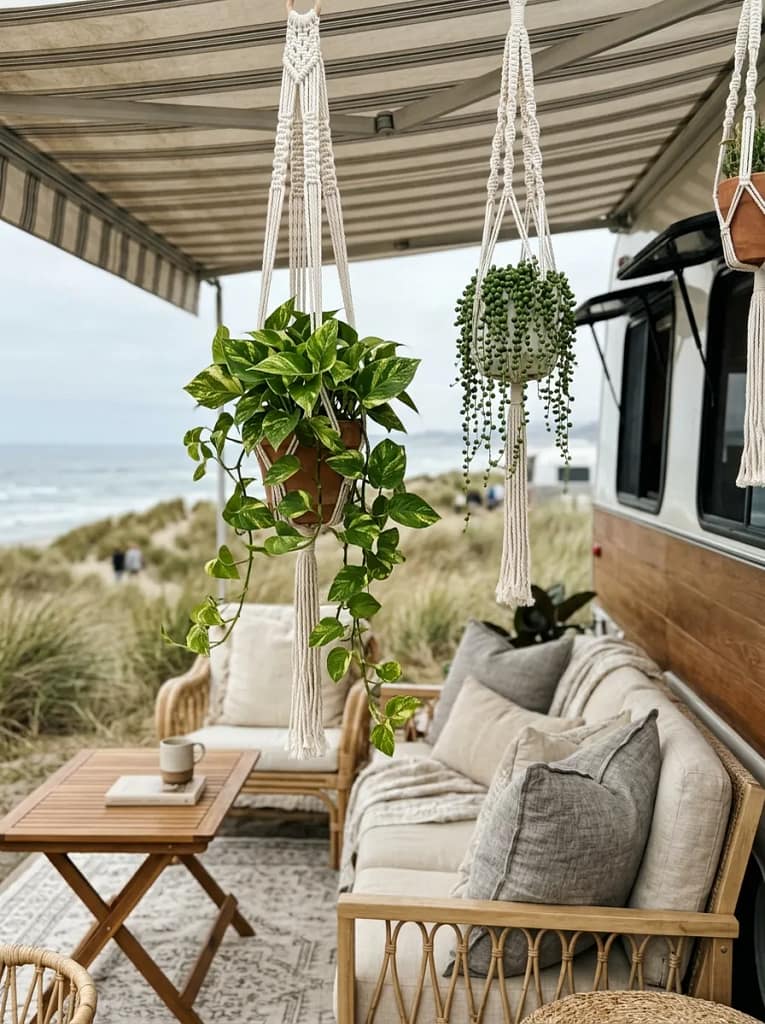 20 Camper Porch Decor Ideas for Cozy Outdoor Living 10 Macrame Plant Hanger