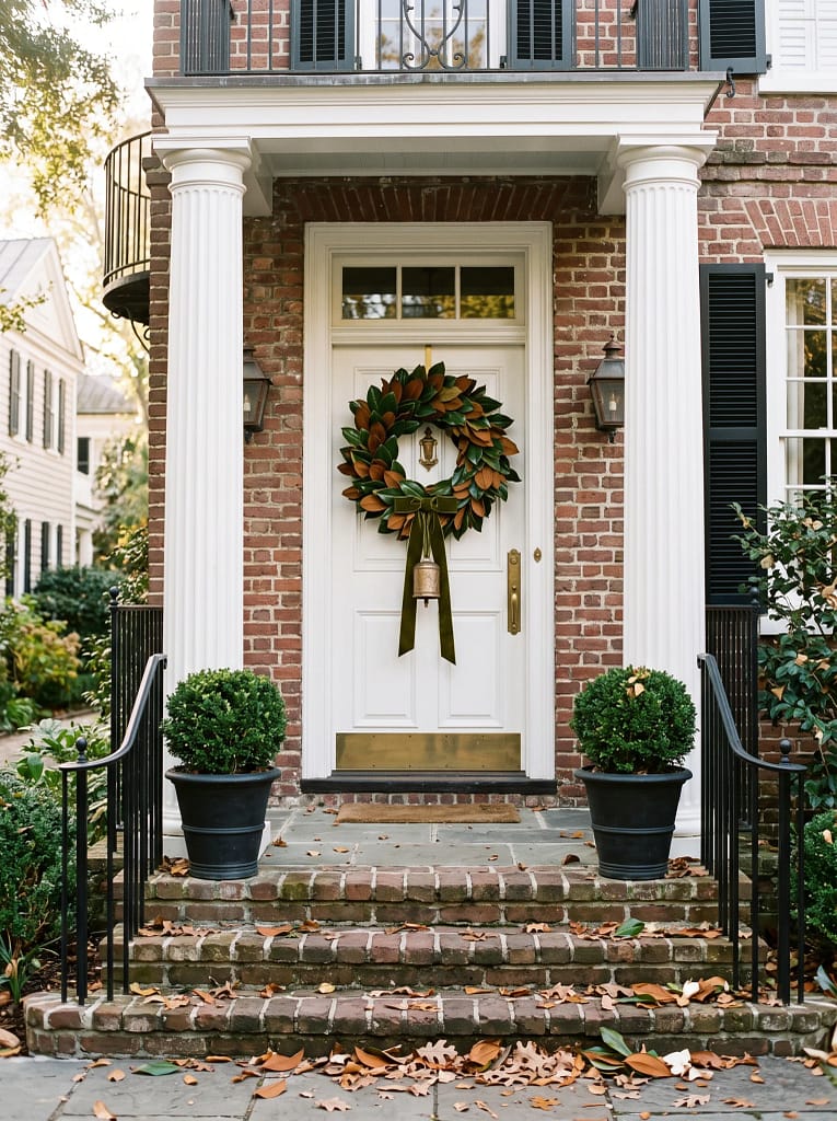 23 Fall Front Door Wreath Ideas for Instant Charm 10 Magnolia Leaf Wreath
