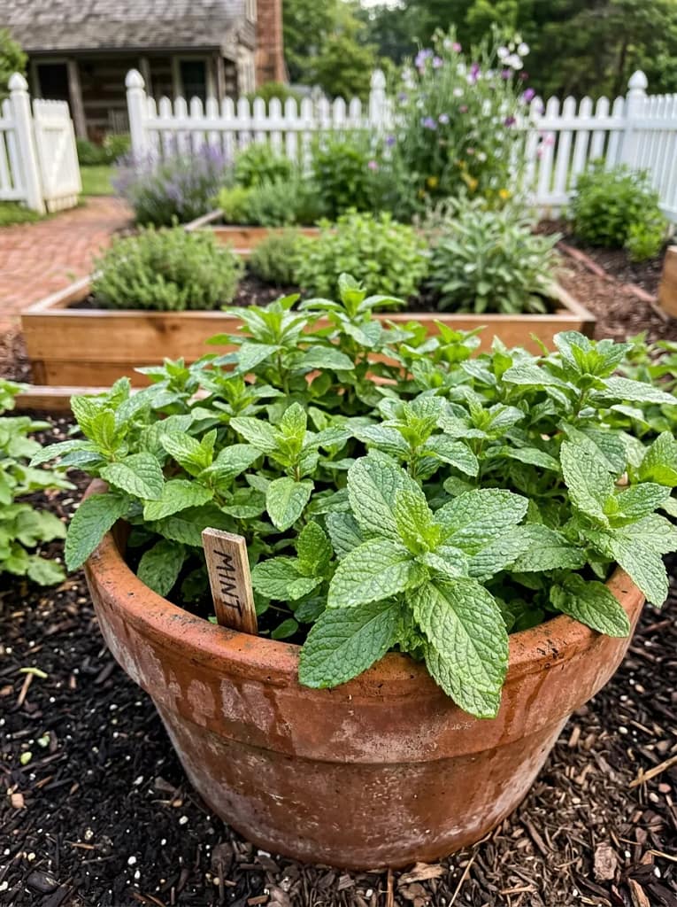 22 Herb Garden Ideas for Fresh Flavor All Year Long 8 Mint Divider Pot