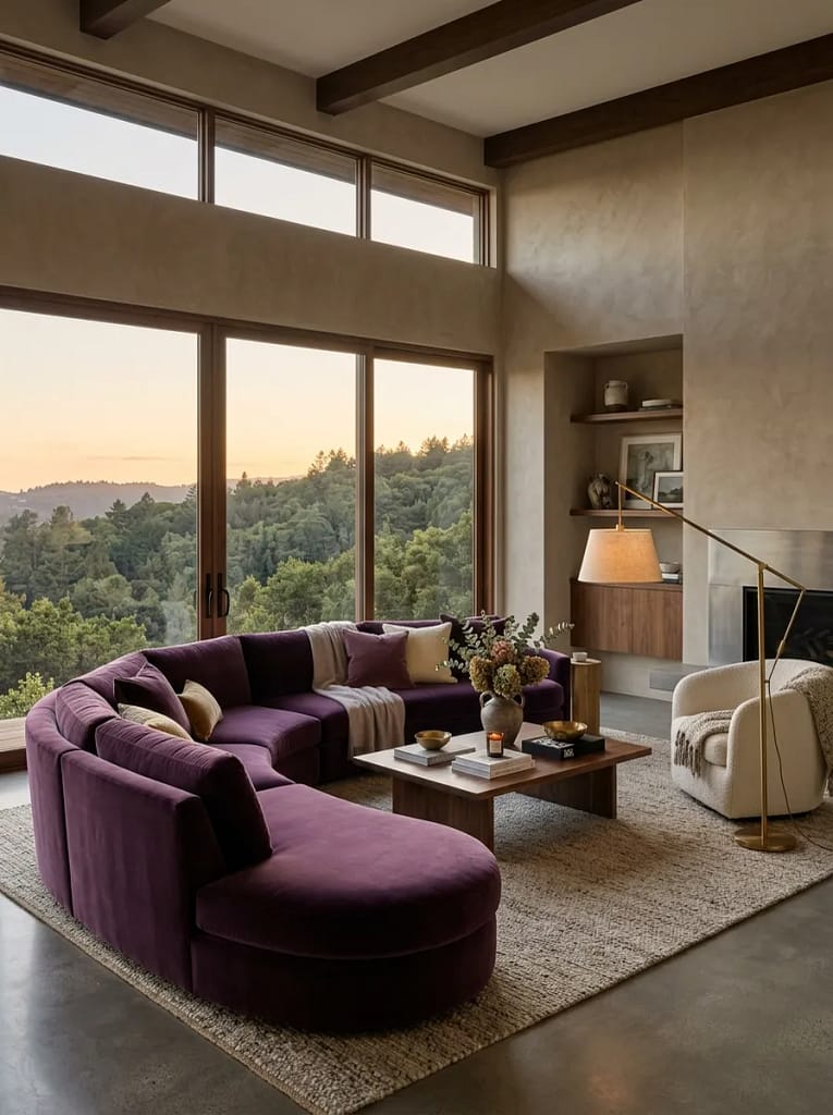 23 Moody Purple Living Room Ideas That Feel Luxe 17 Modern Purple Sectional Sofa