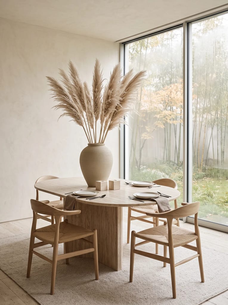 21 Harvest Table Centerpiece Ideas Guests Will Love 13 Neutral Pampas Grass Display