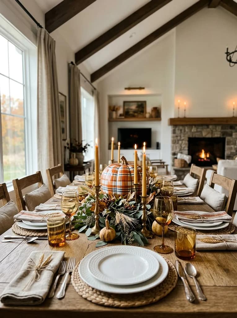 23 Pumpkin Plaid Decor Ideas for Cozy Fall Style 12 Plaid Pumpkin Centerpiece