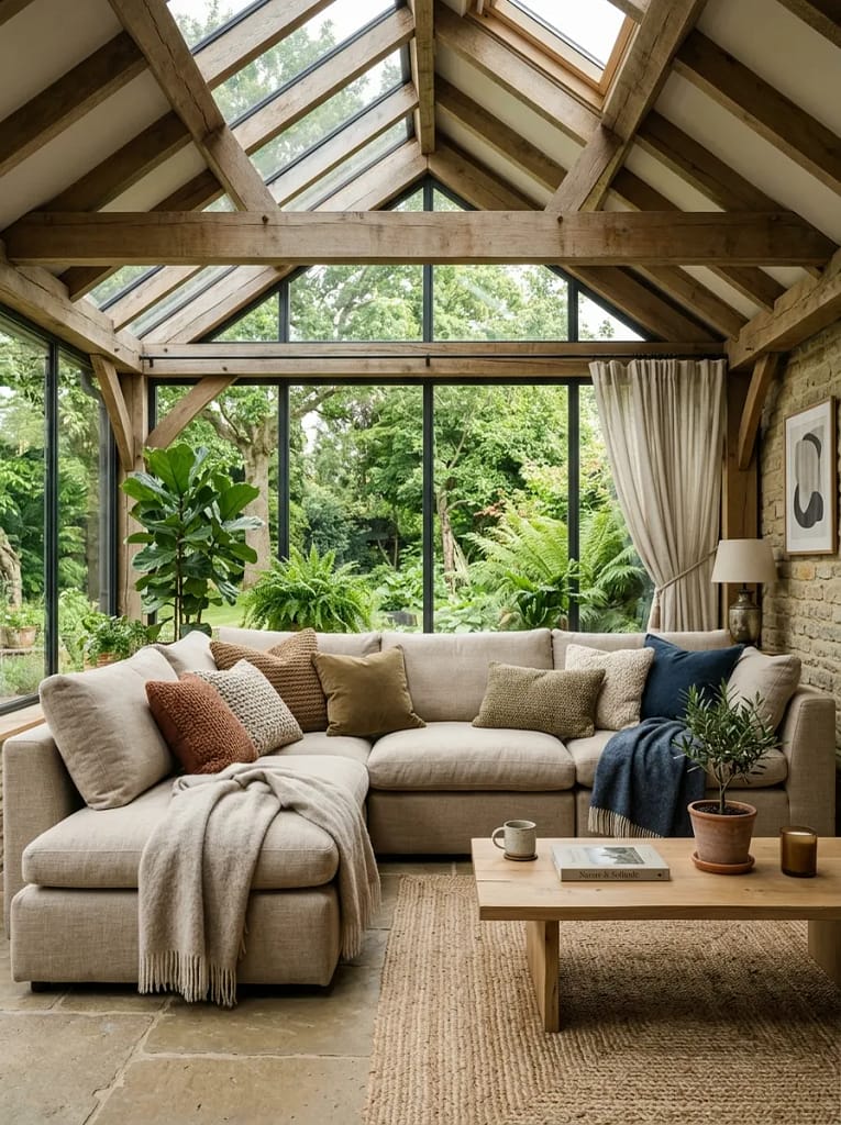 22 Cozy Sunroom Ideas for Bright Relaxing Spaces 3 Plush Layered Seating