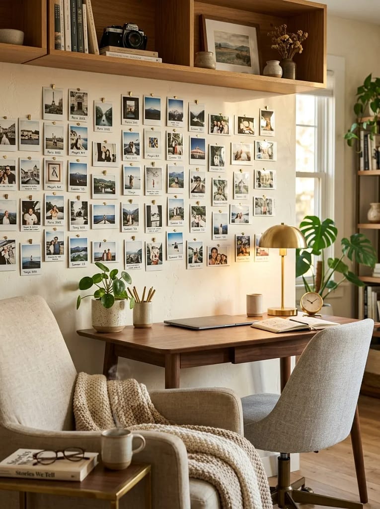 20 Home Office Decor Ideas for Productive Workspaces 12 Polaroid Photo Wall