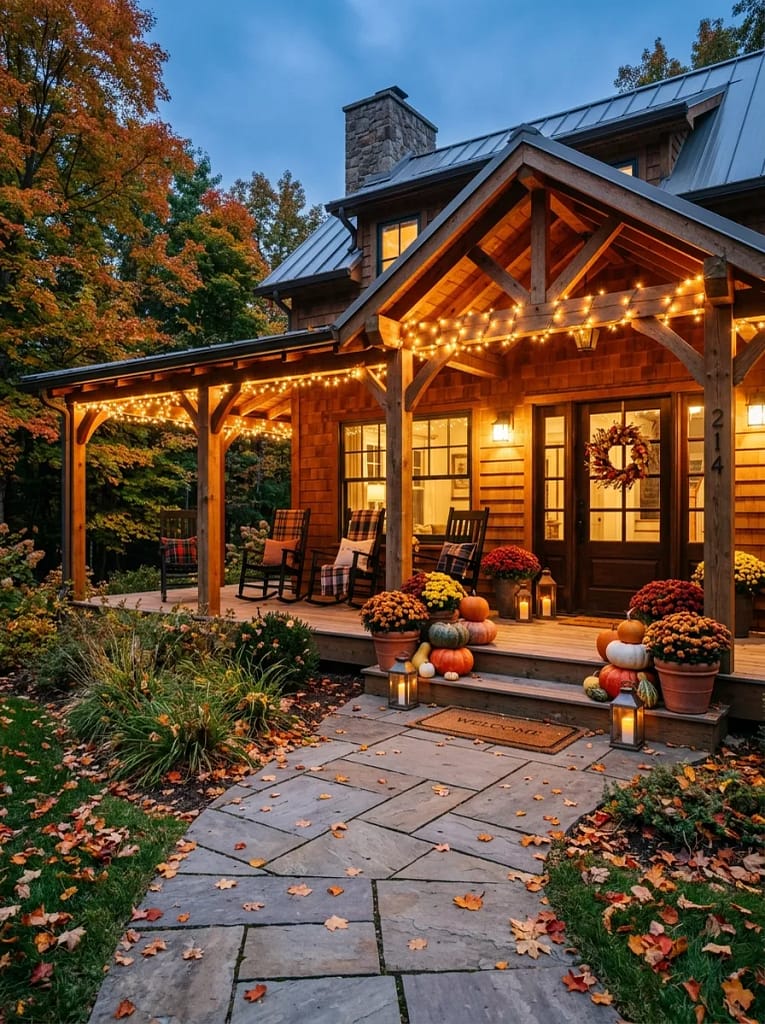 24 Autumn Lighting Ideas for Warm Cozy Evenings 7 Porch String Lights