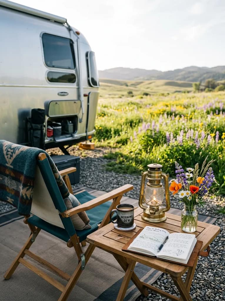 20 Camper Porch Decor Ideas for Cozy Outdoor Living 13 Portable Side Table