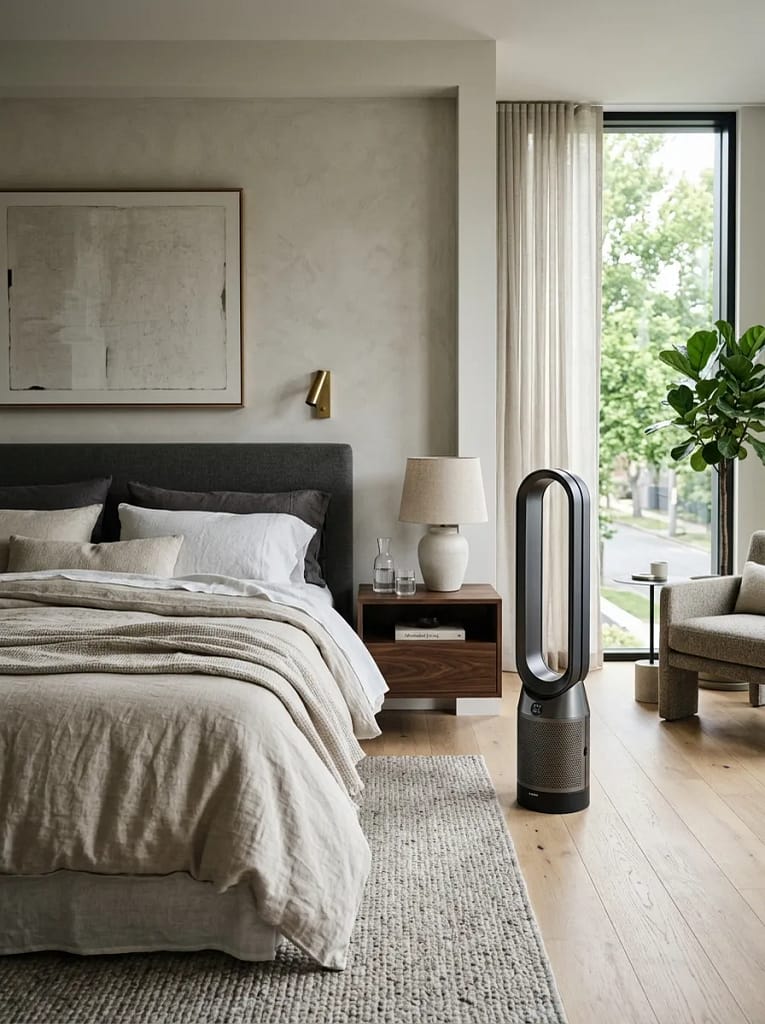 20 Bedroom Cooling Ideas for Better Sleep All Night 17 Quiet Tower Fan