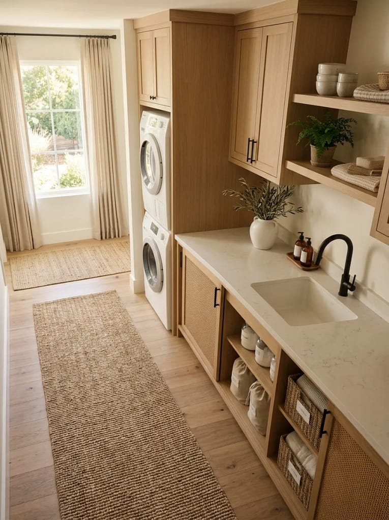 20 Laundry Room Organization Ideas for Clutter Free Space 5 Rattan Sliding Cabinet Doors