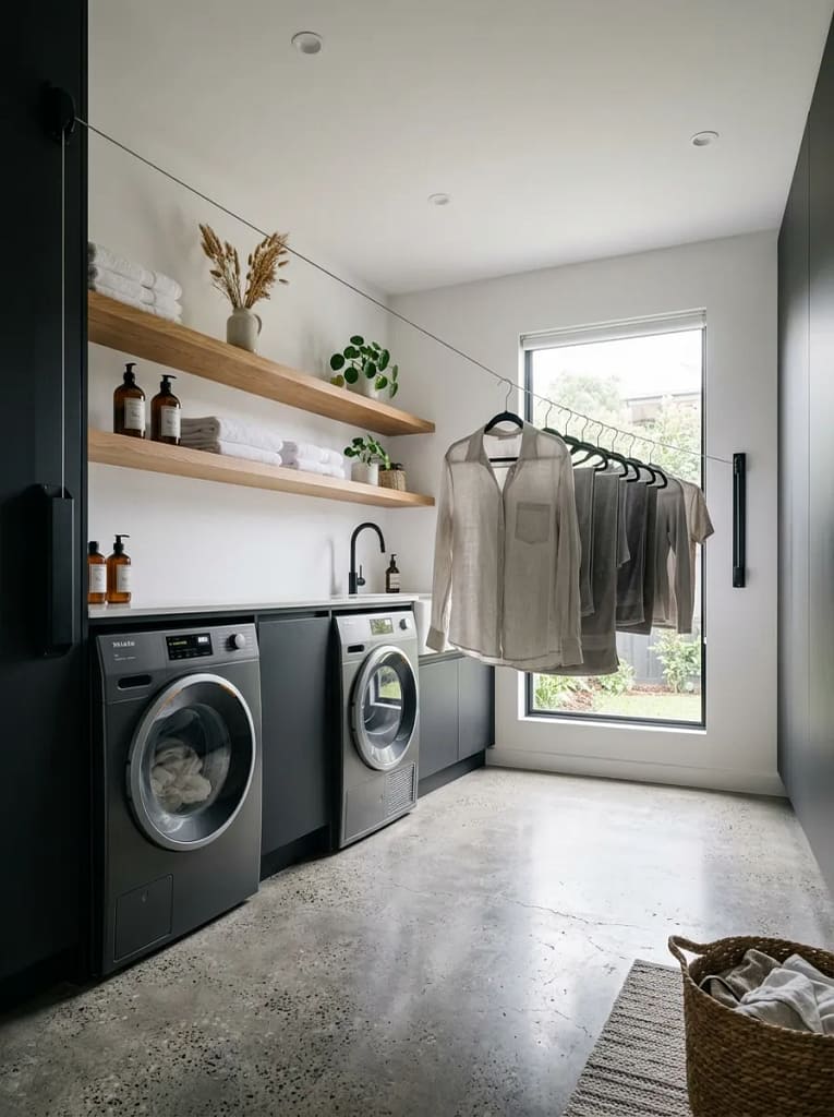 22 Fall Laundry Room Storage Ideas for Tidy Spaces 21 Retractable Clothesline Storage