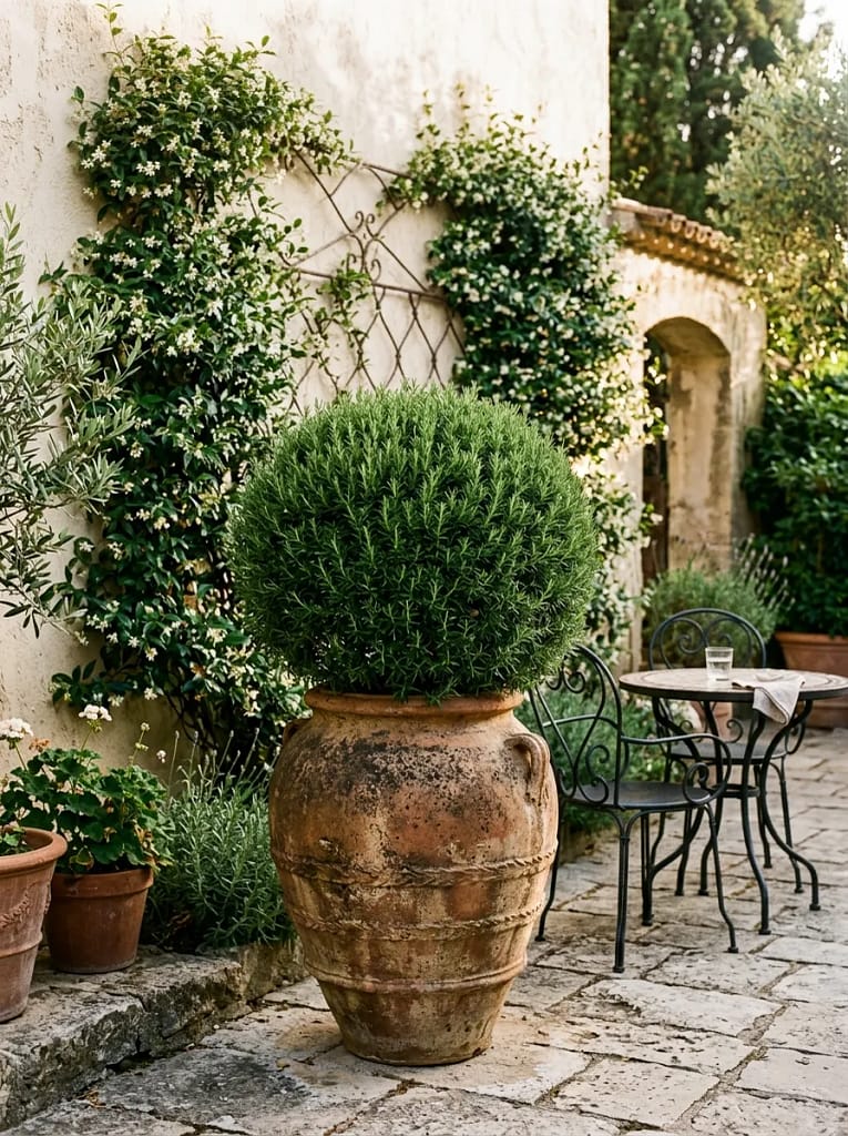 22 Herb Garden Ideas for Fresh Flavor All Year Long 11 Rosemary Topiary Pot