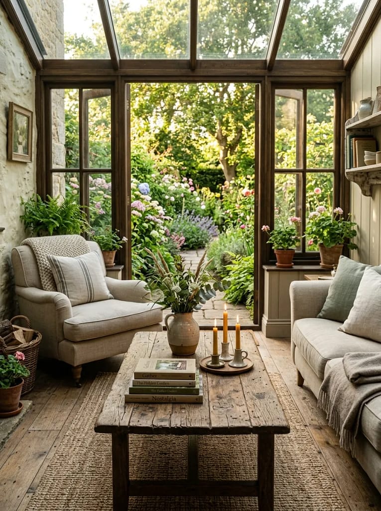 22 Cozy Sunroom Ideas for Bright Relaxing Spaces 12 Rustic Coffee Table
