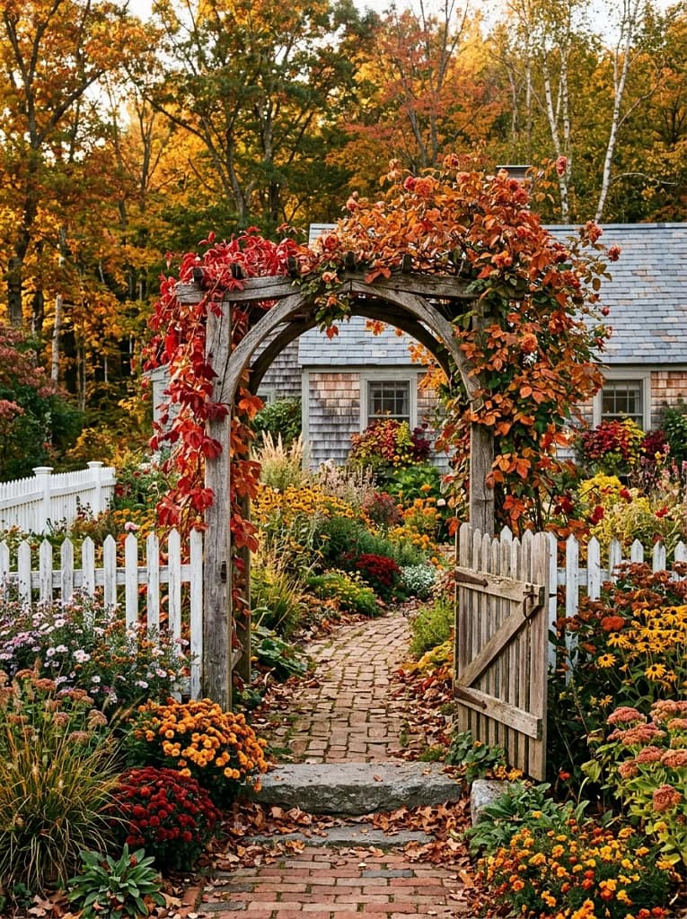 22 Autumn Garden Ideas for Dreamy Seasonal Beauty 8 Rustic Garden Arbor