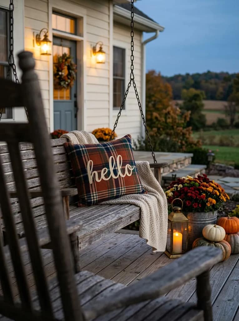 23 Pumpkin Plaid Decor Ideas for Cozy Fall Style 19 Rustic Plaid Hello Pillow