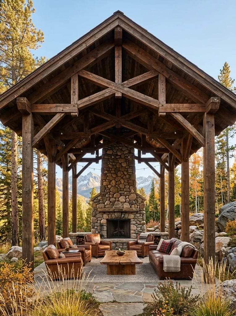 23 Shade Structure Ideas for Cool Outdoor Comfort 8 Rustic Timber Pavilion