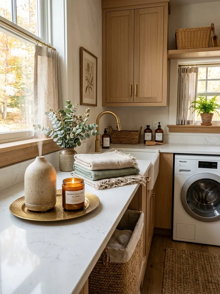 22 Laundry Room Decor Ideas for Stylish Small Spaces 17 Scented Candle Diffuser