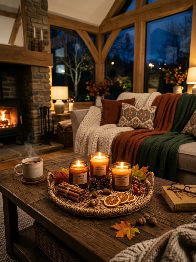 24 Autumn Lighting Ideas for Warm Cozy Evenings 22 Scented Candle Glow