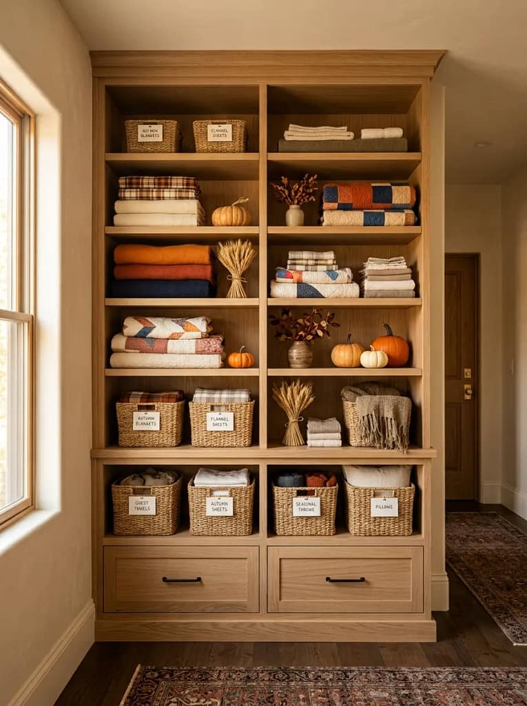 22 Fall Laundry Room Storage Ideas for Tidy Spaces 18 Seasonal Linen Storage