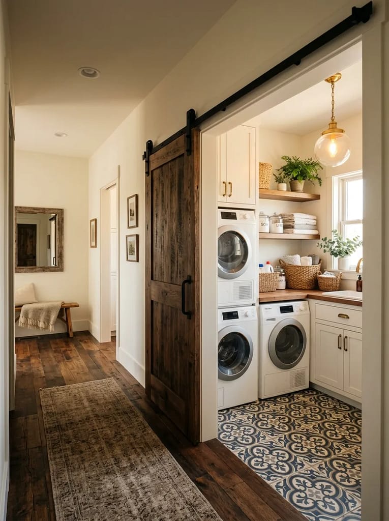 22 Laundry Room Decor Ideas for Stylish Small Spaces 11 Sliding Barn Door