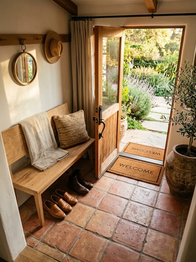 24 Entryway Refresh Ideas for Stylish First Impressions 14 Small Bench for Shoes