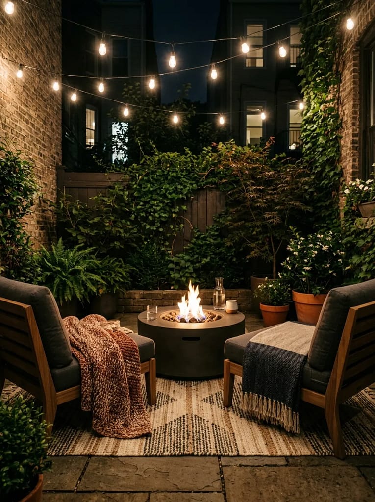 21 Tiny Patio Ideas That Maximize Small Outdoor Spaces 17 Small Fire Pit Table
