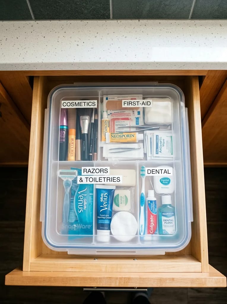 24 Camper Bathroom Storage Ideas for Small Spaces 17 Snap-Lid Divided Box