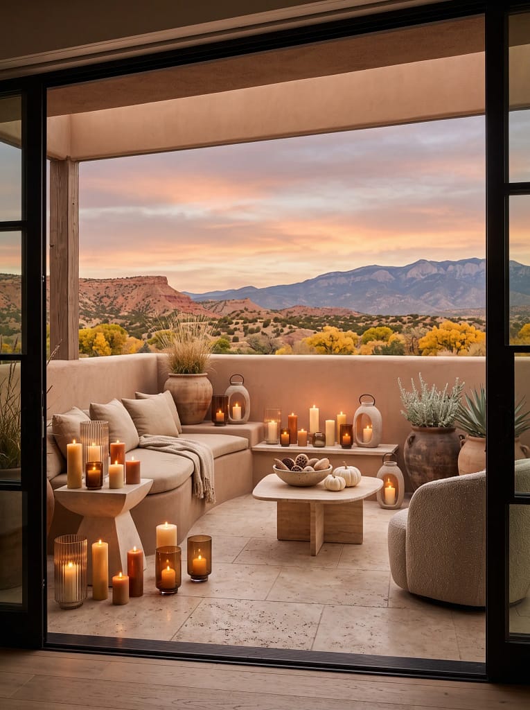24 Fall Balcony Decor Ideas for Cozy Autumn Vibes 15 String Lights Overhead
