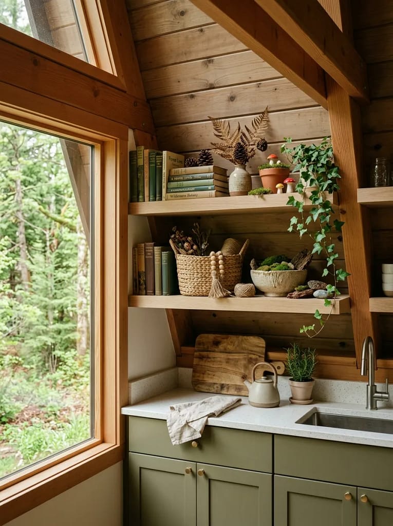 21 Forest Foraging Decor Ideas Full of Rustic Magic 16 Style Floating Shelves with Layered Woodland Accents