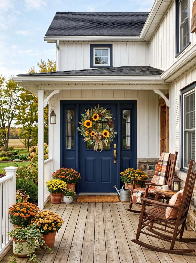 23 Fall Front Door Wreath Ideas for Instant Charm 5 Sunflower Harvest Wreath