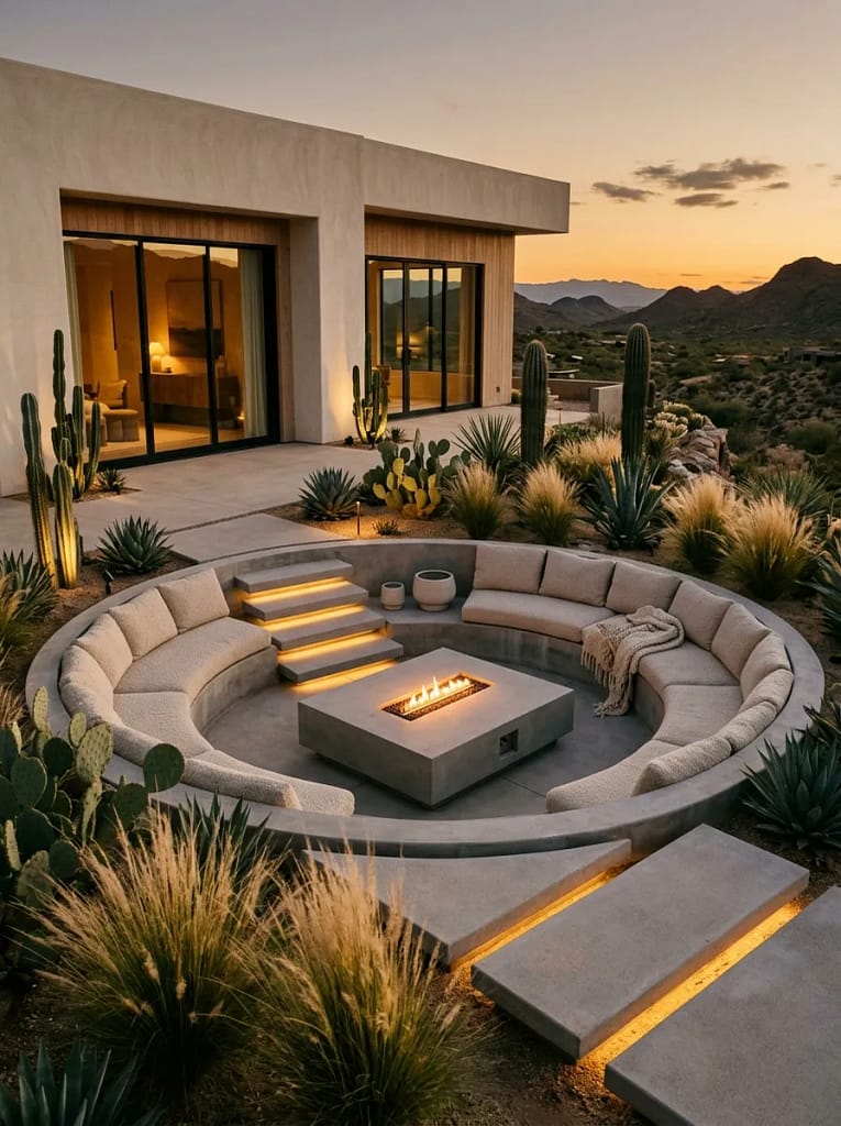 20 Fall Fire Pit Ideas for Cozy Backyard Evenings 3 Sunken Fire Pit Lounge