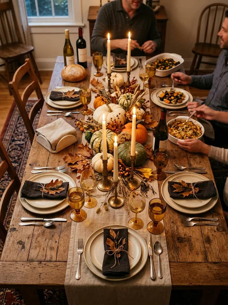 24 Autumn Lighting Ideas for Warm Cozy Evenings 13 Taper Candle Tablescape