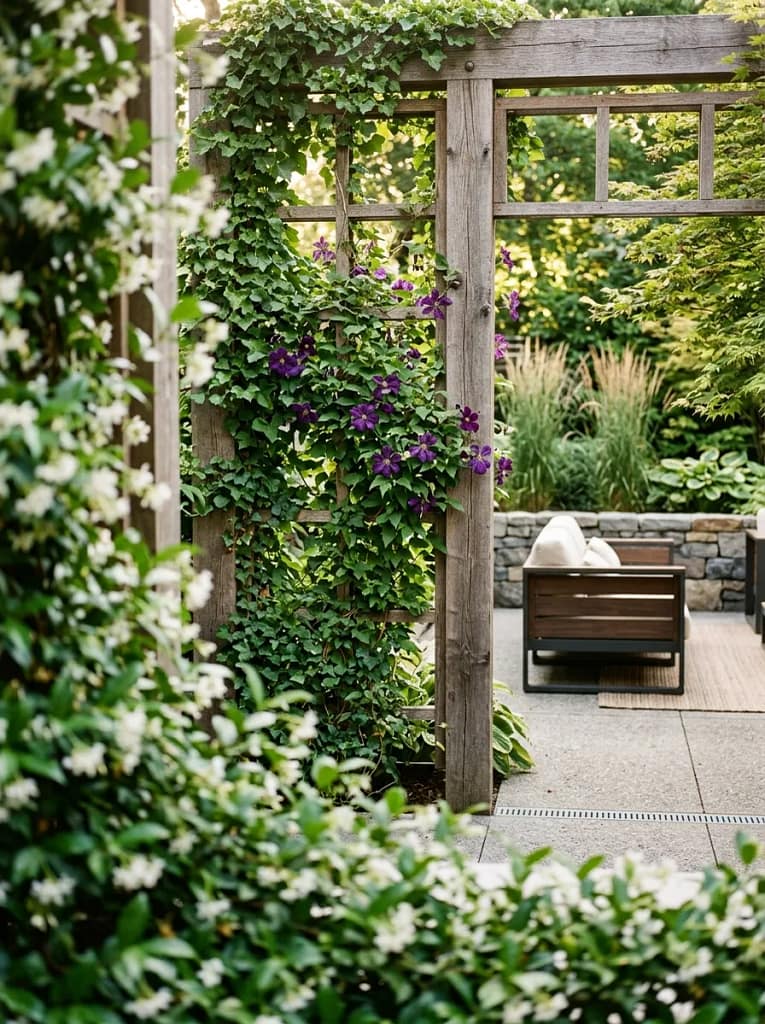 23 Shade Structure Ideas for Cool Outdoor Comfort 18 Trellis Shade Wall with Climbing Plants