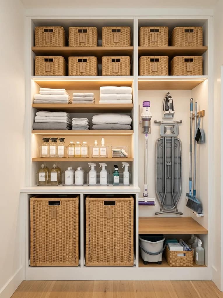 24 Laundry Room Storage Ideas to Maximize Every Inch 25 Utility Closet Storage Wall