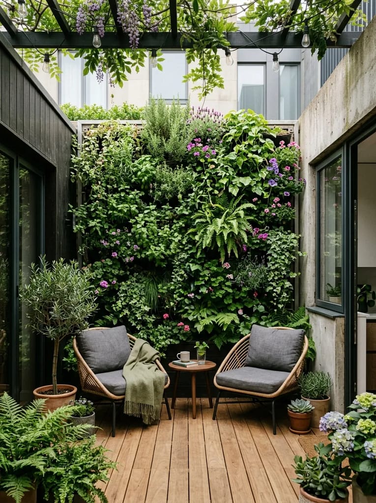 21 Tiny Patio Ideas That Maximize Small Outdoor Spaces 3 Vertical Garden Wall