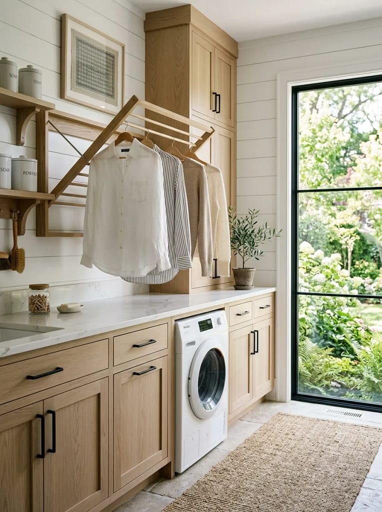 22 Laundry Room Decor Ideas for Stylish Small Spaces 15 Wall-Mounted Drying Rack