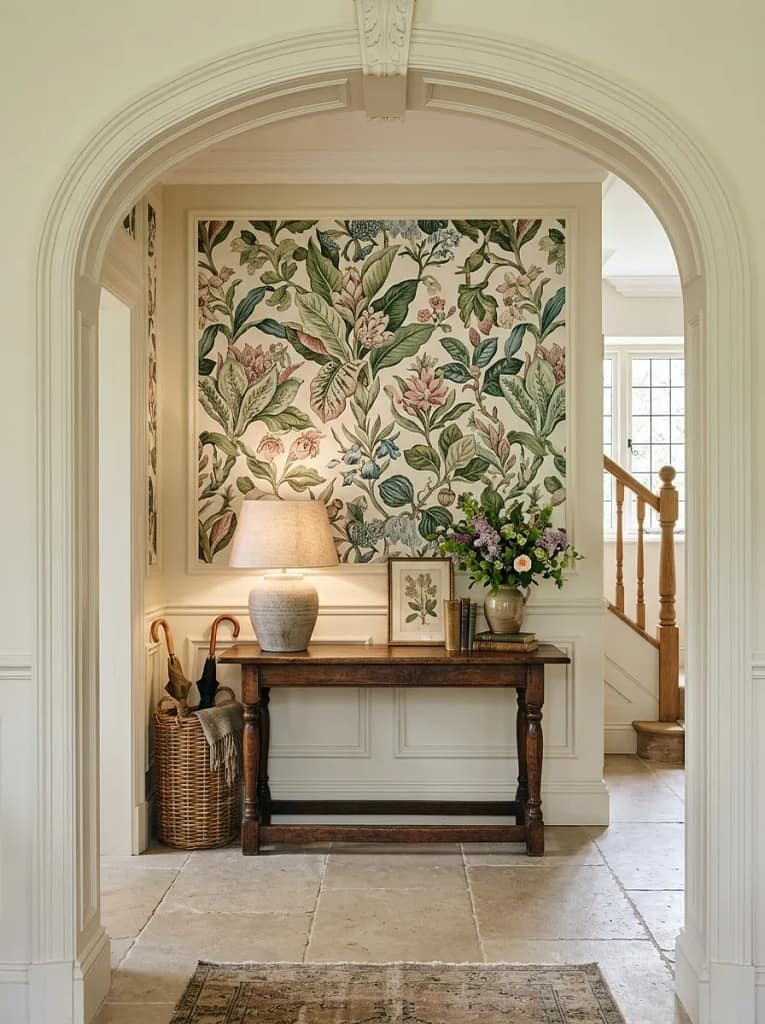 24 Entryway Refresh Ideas for Stylish First Impressions 21 Wallpaper Accent Panel