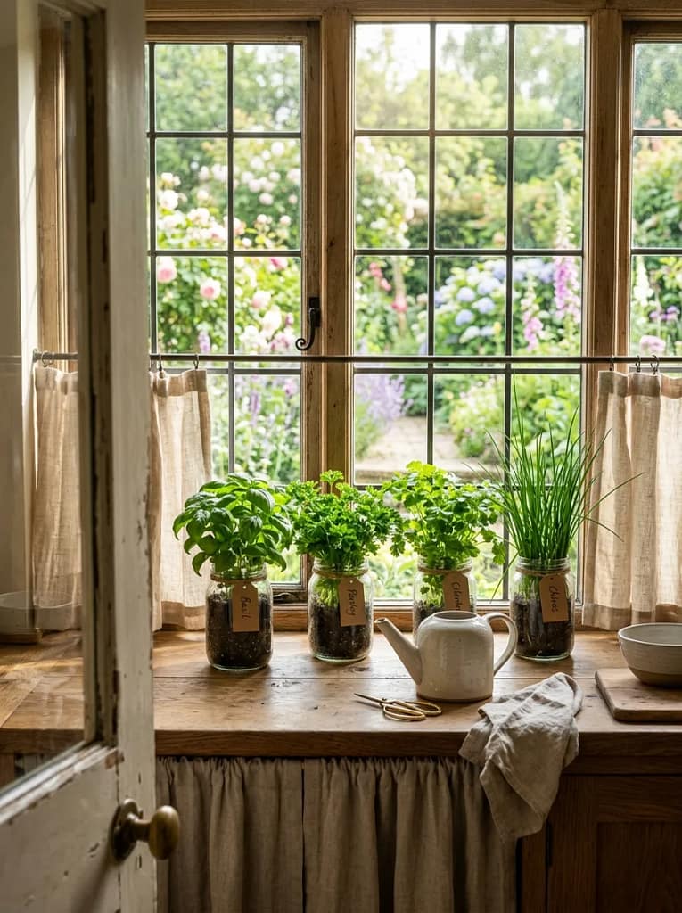 22 Herb Garden Ideas for Fresh Flavor All Year Long 2 Windowsill Herb Jars