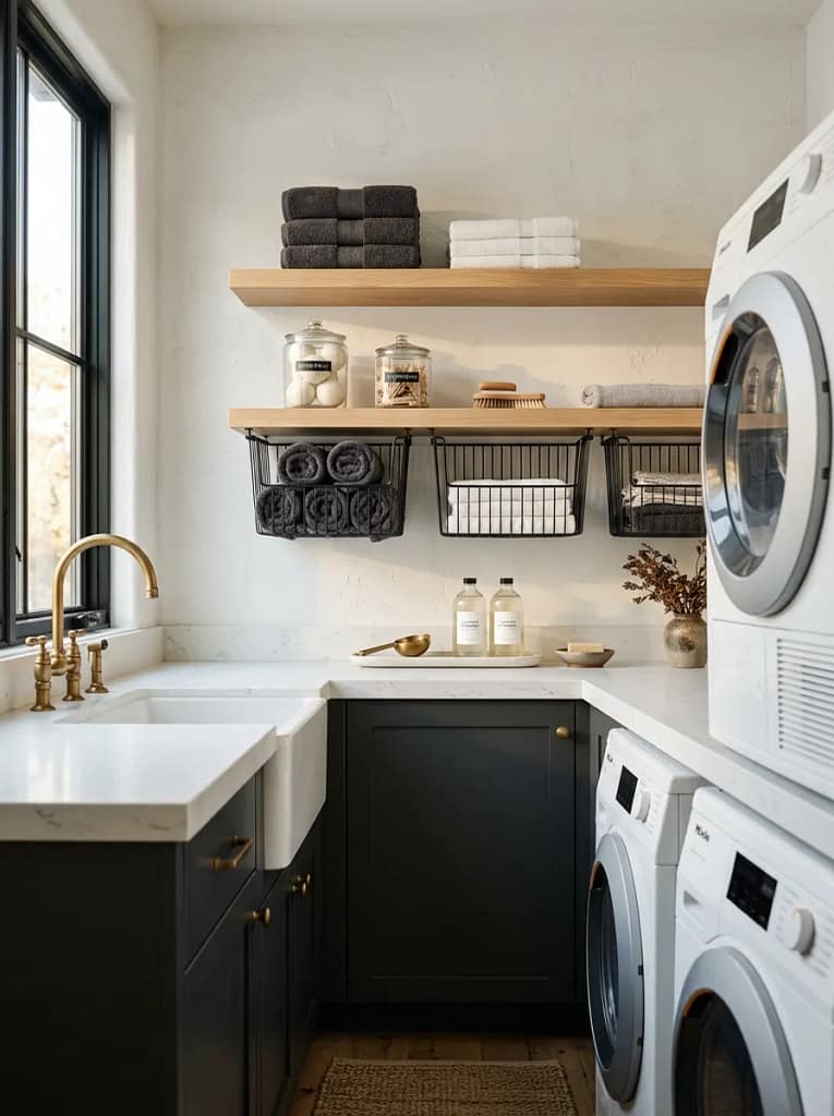 22 Fall Laundry Room Storage Ideas for Tidy Spaces 5 Wire Basket Storage