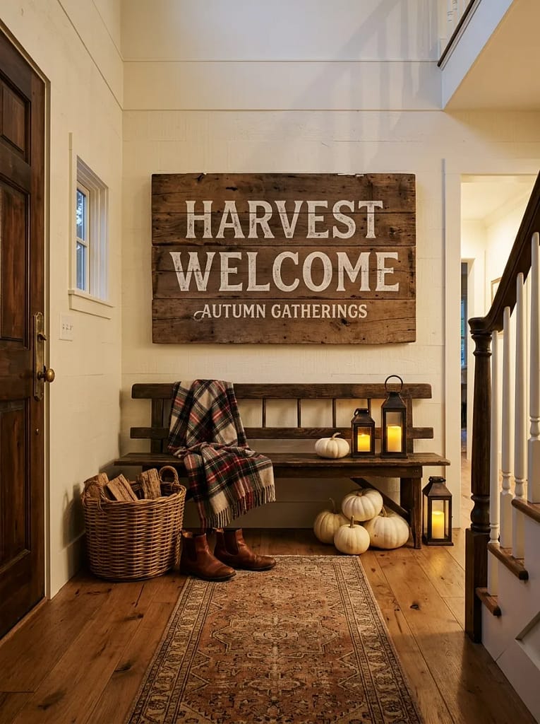 23 Fall Wall Art Ideas for Beautiful Seasonal Style 8 Wooden Harvest Sign